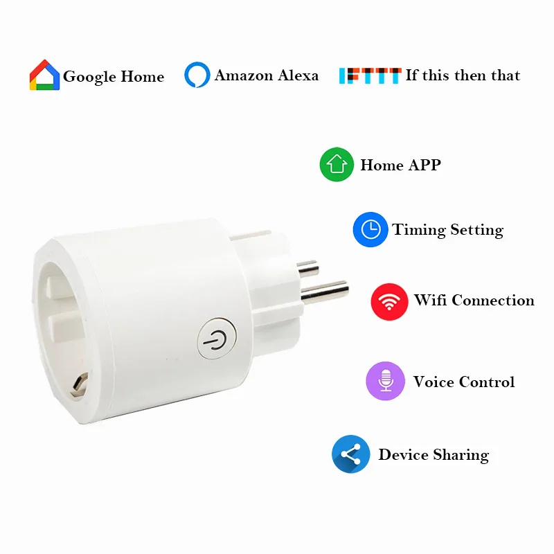 Us Uk Eu Voice Control App Control Electric Plug 16a Smart Home Socket Smart Life