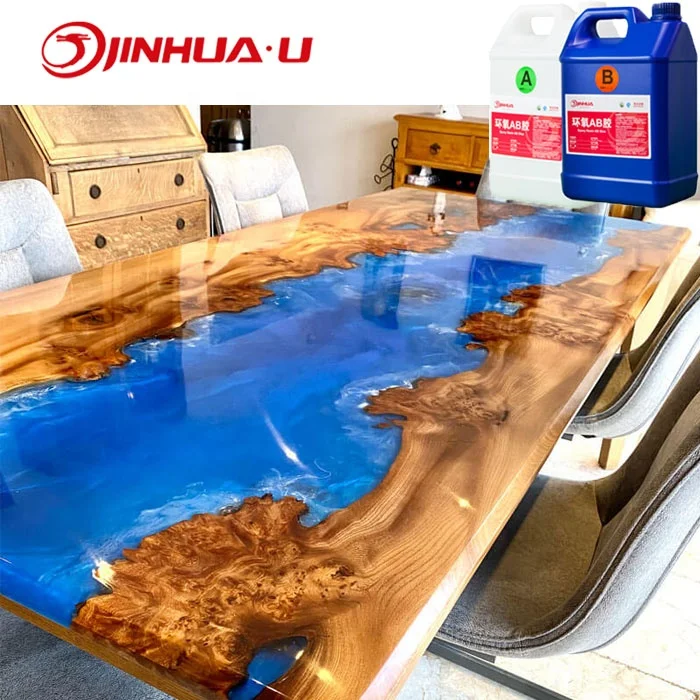 Tow Components Epoxy Resin And Hardener For River Table Crystal Clear Table Resin