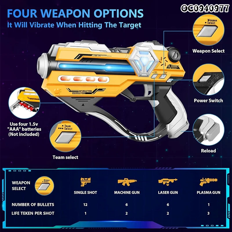 Kids electric laser tag gun shooting battle games set toy with 4pcs vest