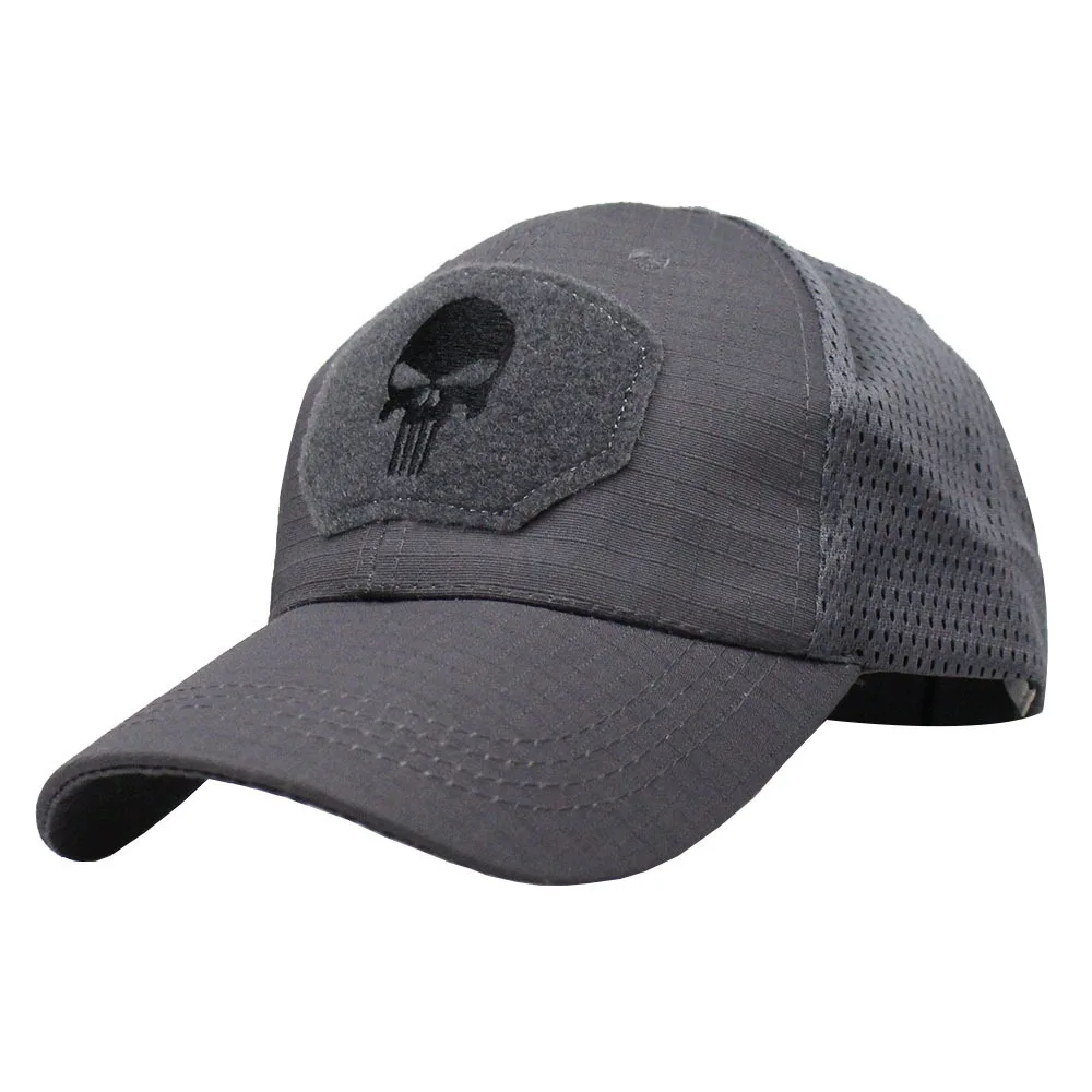 Skull Patch Camouflage Polyester Baseball Cap Tactical Unisex Mesh Trucker Hat Lightweight Adjustable Sun Hats For Women & Men