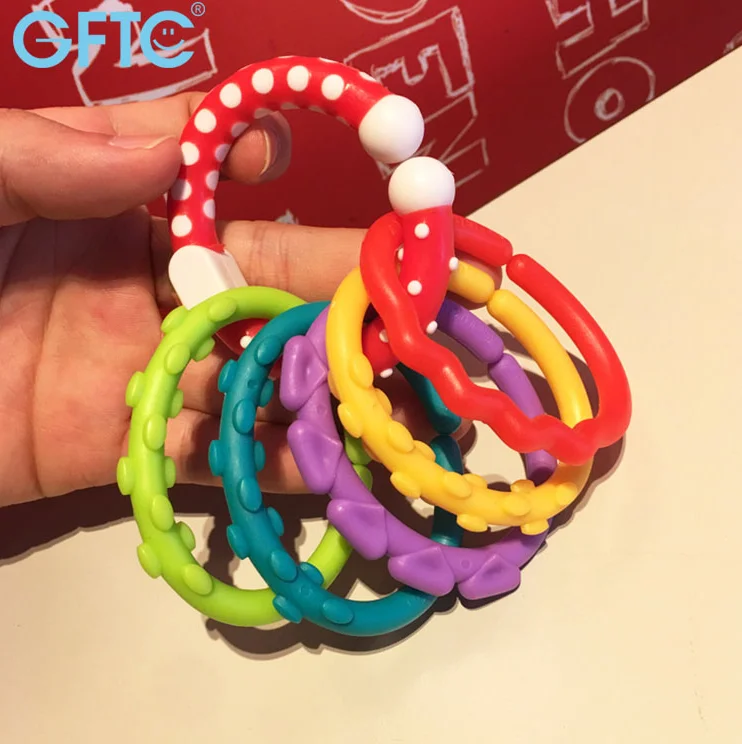 educational plastic toy for kids various shape custom color Wholesale lacing chain toys ring Plastic DIY Chain Link Toy
