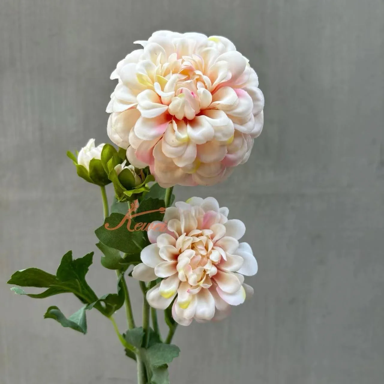 KEWEI-J845 Flocked Stem Artificial Dahlia Flowers Real Touch Chrysanthemum Artificial Flower Pink Real Touch Dahlia Flower