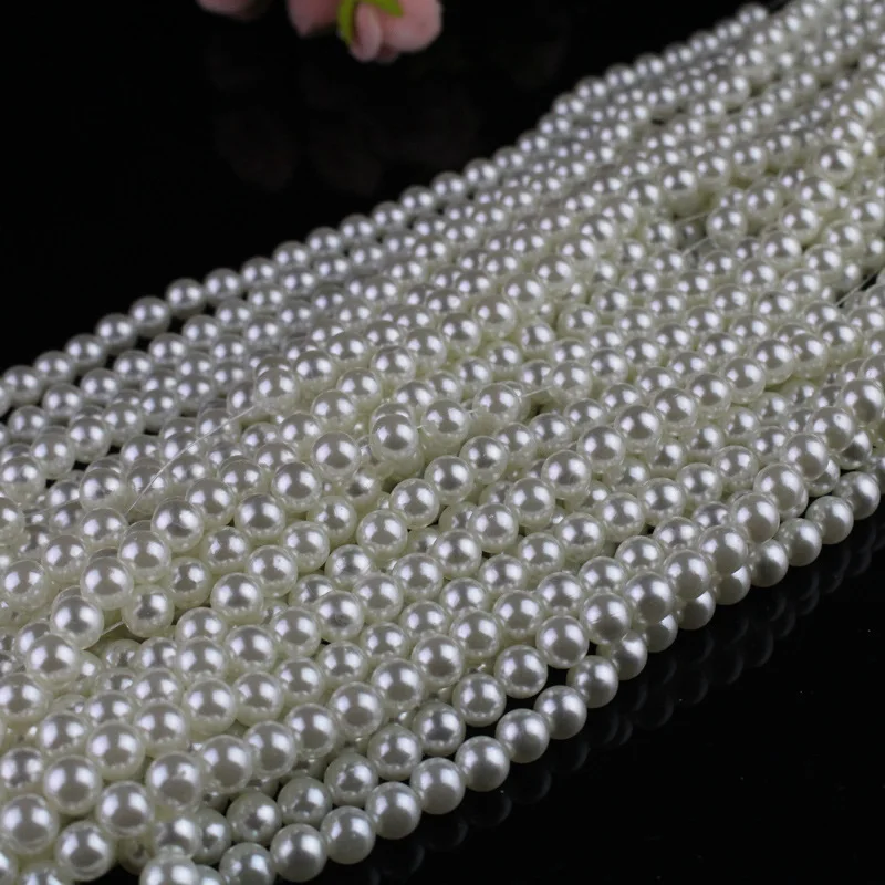Factory Wholesale 1.5mm-20mm Solid Round ABS Plastic Pearl Beads White Imitation Pearl