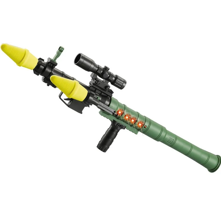 Kids interactive outdoor toys pretend military rocket launcher soft bullet gun with lights and sounds