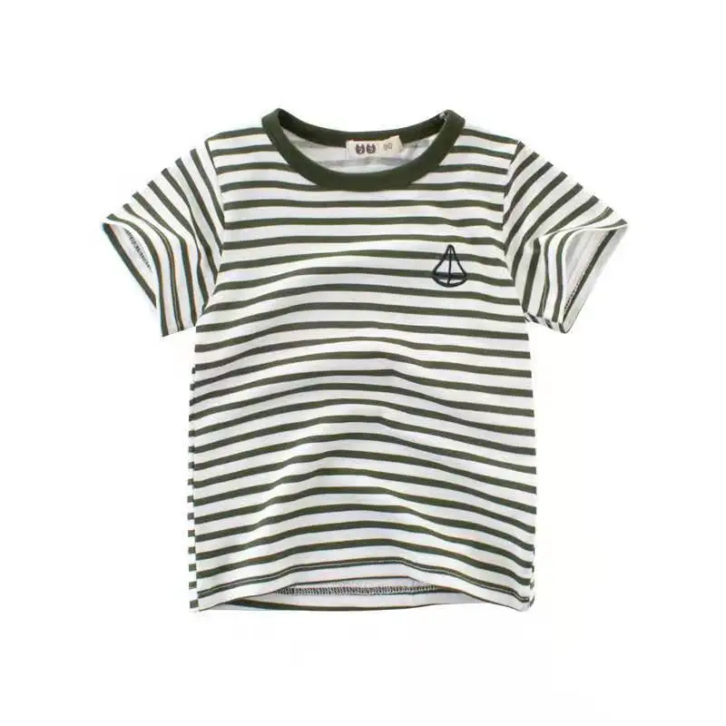 2 3 4 5 6 Year Children Stripe T-shirts for Summer Toddler T Shirt Kids Boys Girls Fashion T-Shirts Blank Clothes Cotton Infant