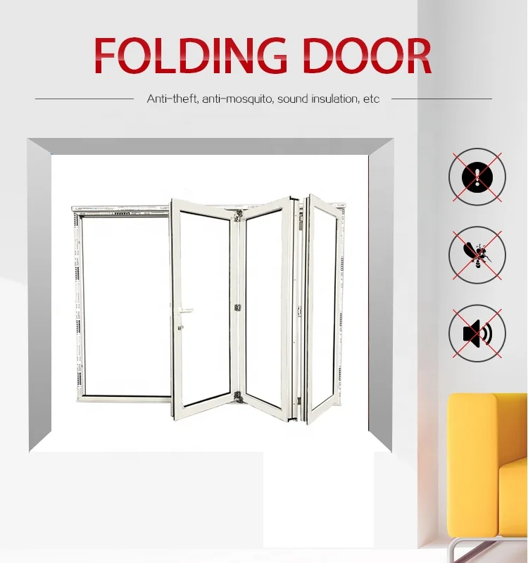 Glass Patio Door High Quality Upvc Folding Kitchen PVC Foldable Customized Exterior Thermal Insulation Wooden Doors with Glass