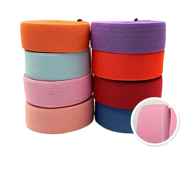 Polyester Coloured Twill Elastic Bands 20mm 25mm Woven Flat Elastic Band Elastic Tape For Clothing Garment Wholesale