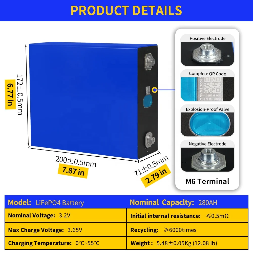 6000 Cycling LF280K 3.2V LiFePo4 280K 280Ah 300Ah 320Ah Battery Cell