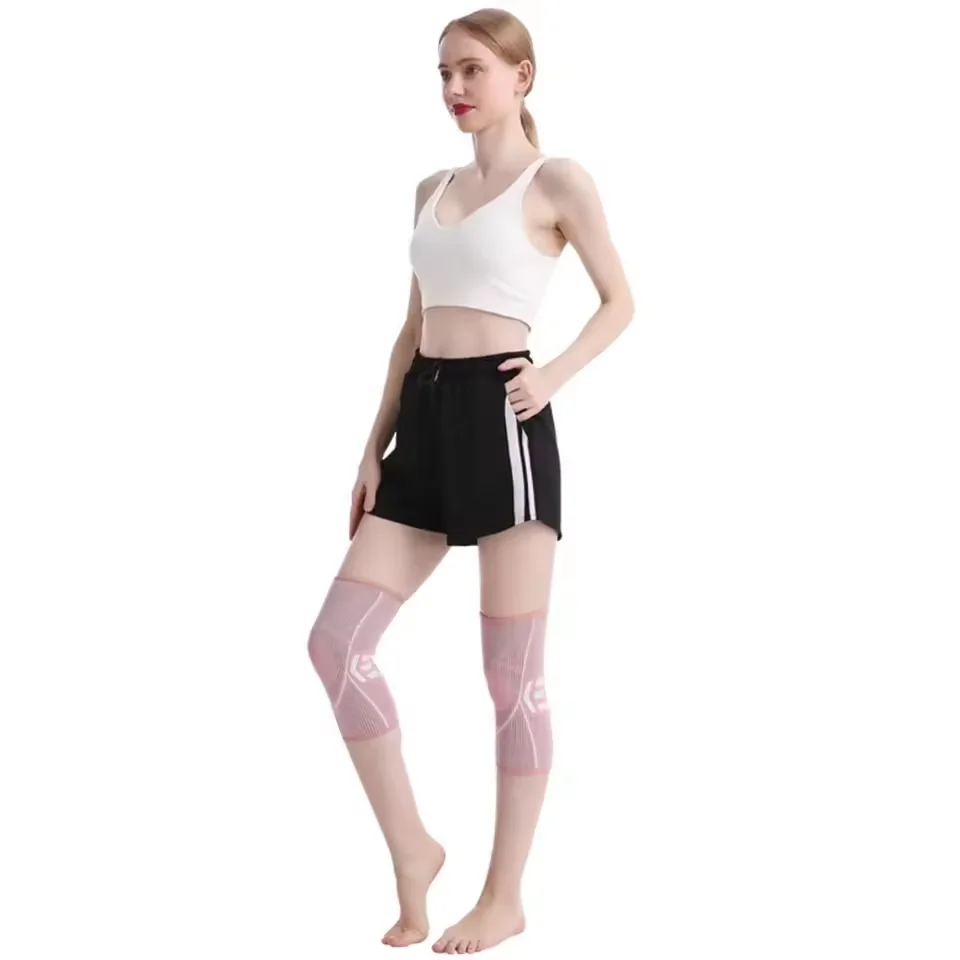 2024 New Style Boer Spandex Knee Brace Compression Knitting Knee Sleeve With Adjustable Straps