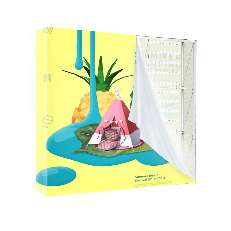 Trade show exhibition booth backdrop 8ft 10ft 10x10 aluminum frame fabric led lightbox pop up display backlit frame exhibition