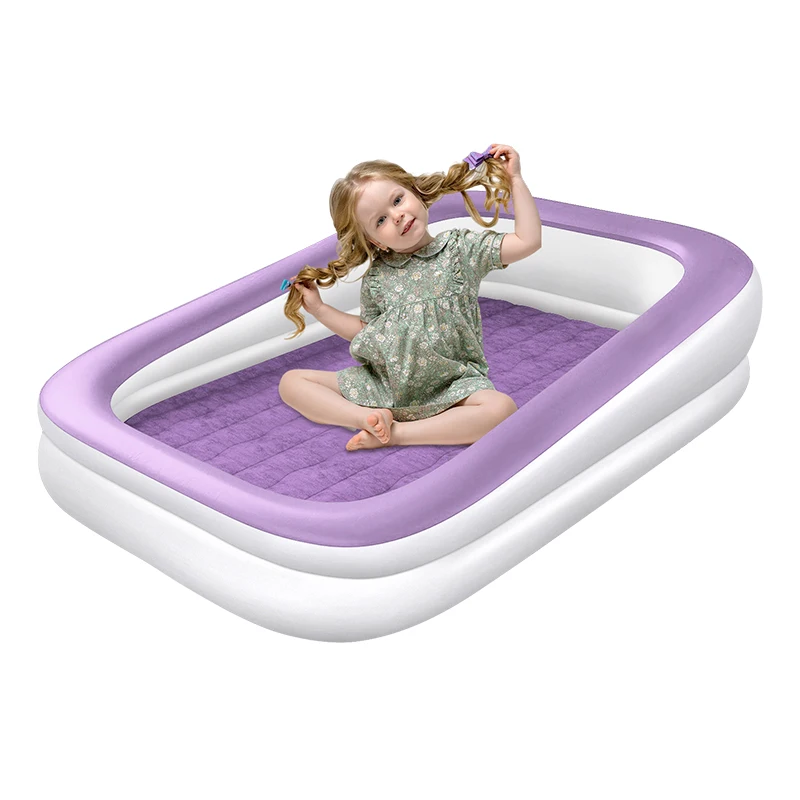 Flocking pvc kids bed Inflatable Air mattress for children with pillow
