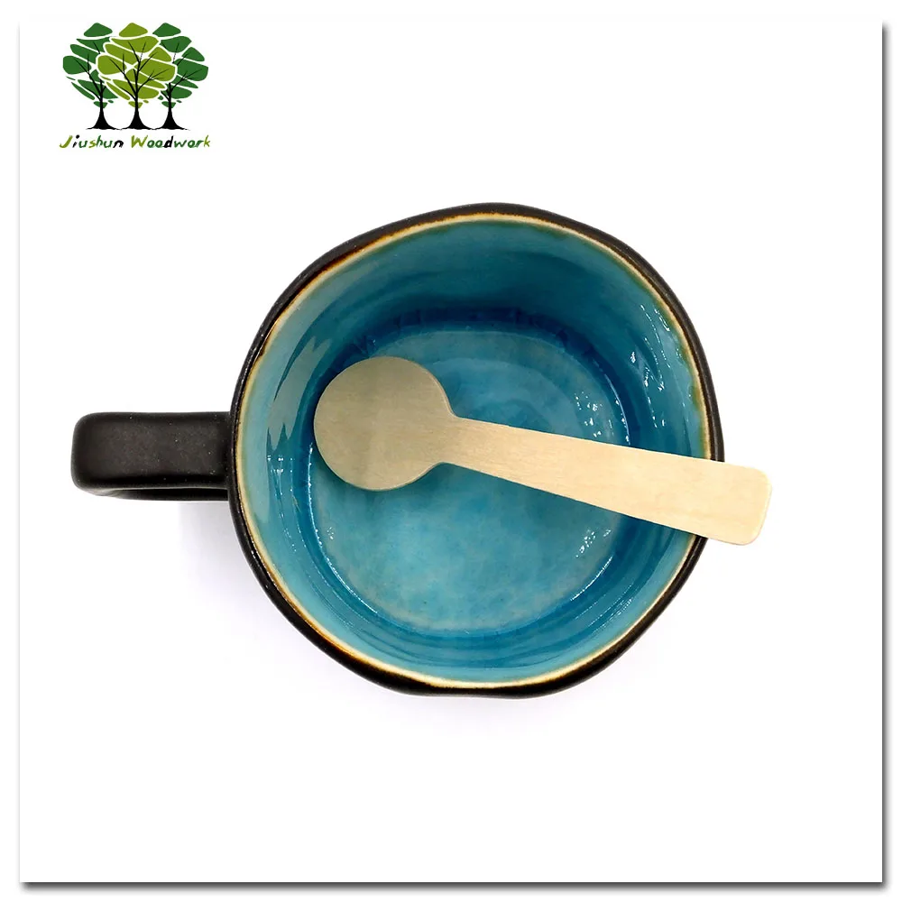 Biodegradable wooden small dessert / coffee spoon 100 mm biodegradable