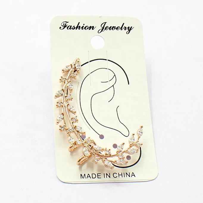 
Fashion Women Multi Crystal Rhinestone Feather Ear Clip Non Piercing Earrings 