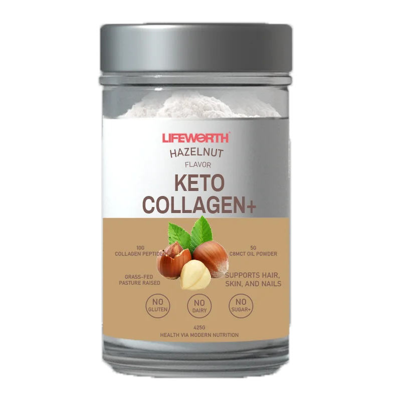 LIFEWORTH OEM Multi Collagen Protein Peptides powder Grass Fed Type I III keto friendly Hydrolyzed MTC Oil supplement