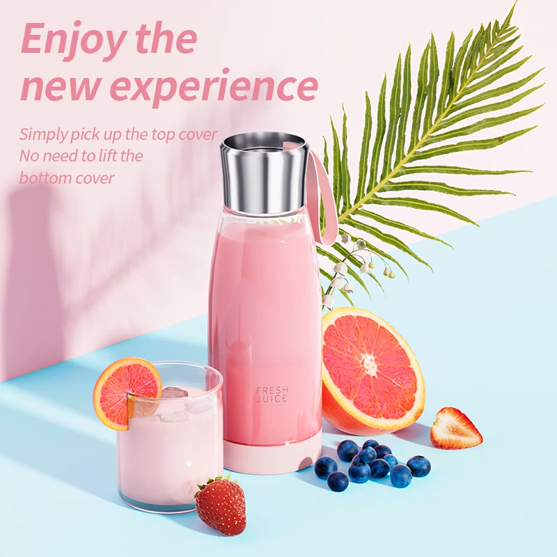 OEM gift customized 2024 new arrival New large capacity 450ml fresh fruit juicer rechargeable portable mini blender juice cup