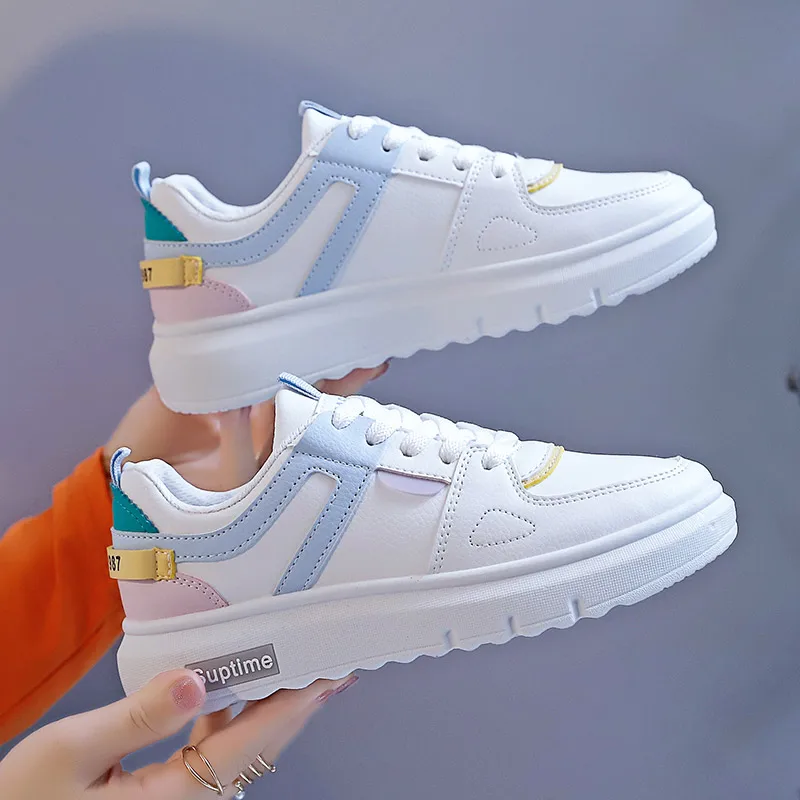 2021 Новые поступления Женская обувь на каждый день из искусственной кожи, на резиновой подошве повседневная обувь с круглым носком; Zapato De Correr фитнес прогулочная обувь; Прогулочная обувь; Стильная обувь