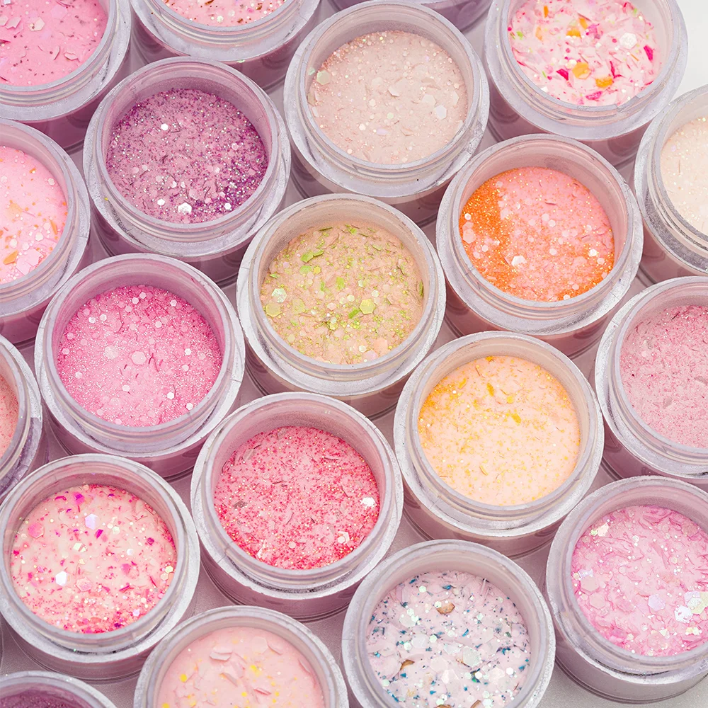 Wholesale High Quality  35 Magical Colors Mixed Glitter Acrylic  Powder Dipping Pro Pigment