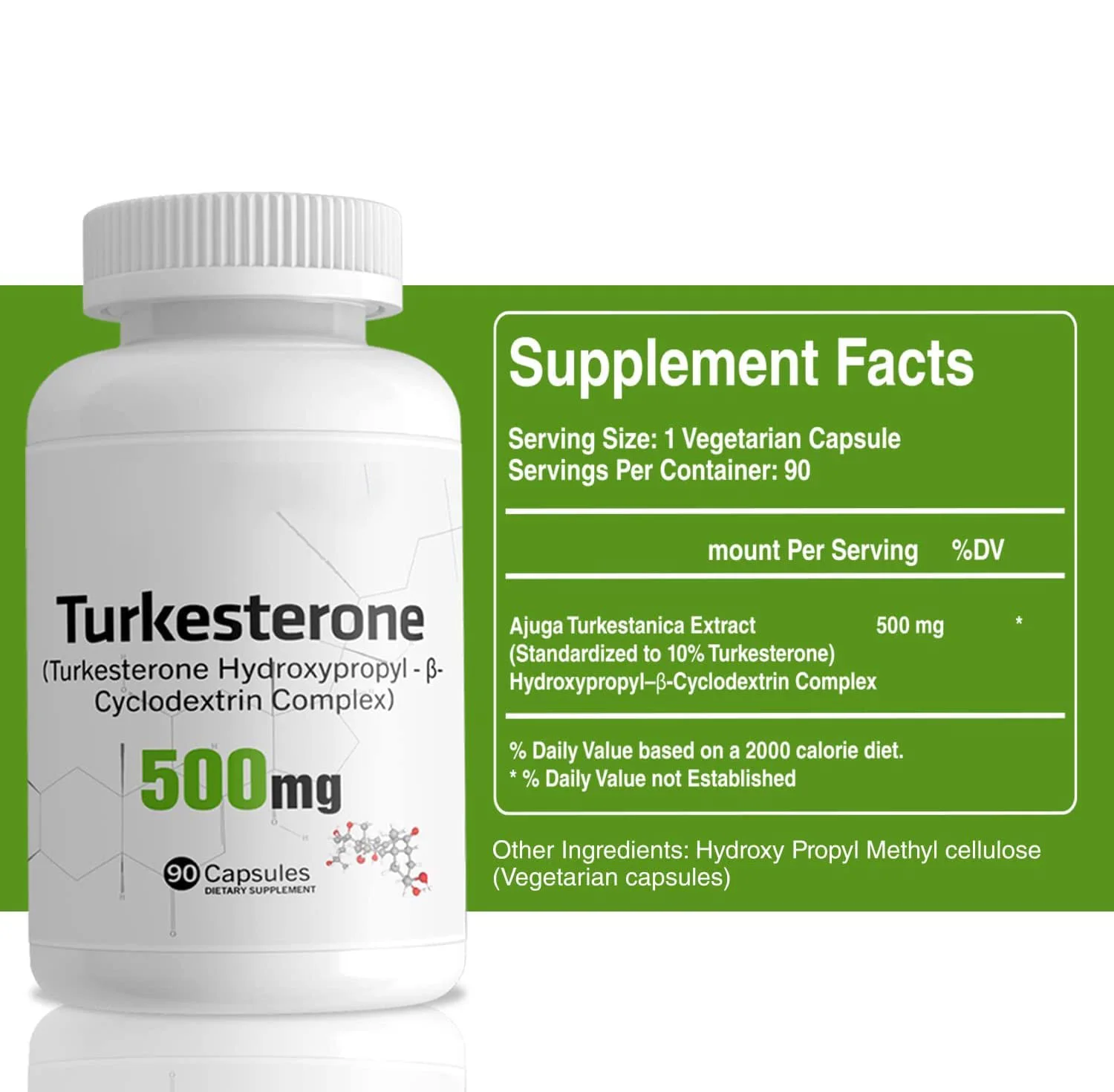 500mg Hydroxypropy Cyclodextrin Complex Turkesterone Capsules Muscle Growth Recovery & Stamina Supplement for Adults