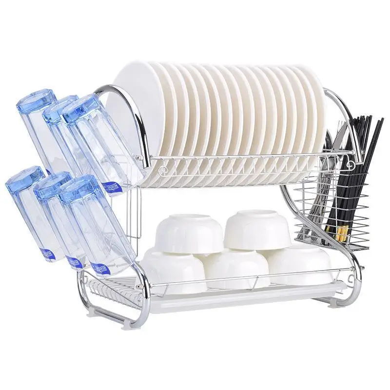 House Hold Items Metal Kitchen Storage Rack Dish Drying Kitchen Storage Racks Basket Organizer 2 Tier Stainless Steel