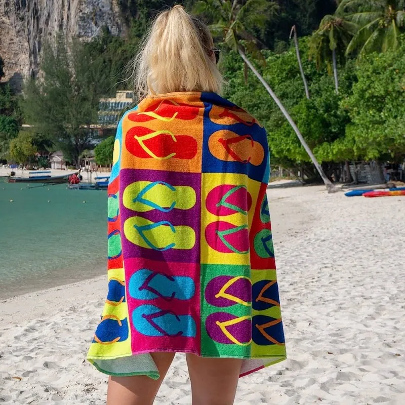 cotton Beach towel with logo custom print extra large recycled sand proof pool swimming beach towel