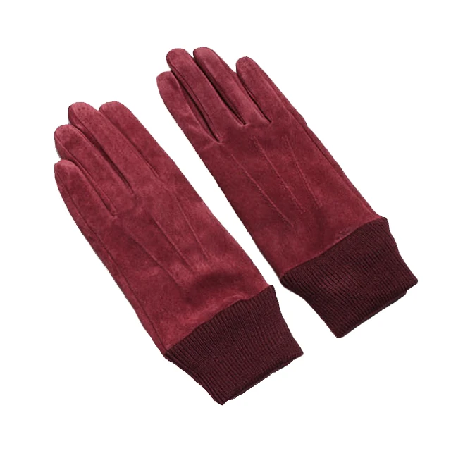 Фабричные женские замшевые кожаные зимние теплые перчатки с