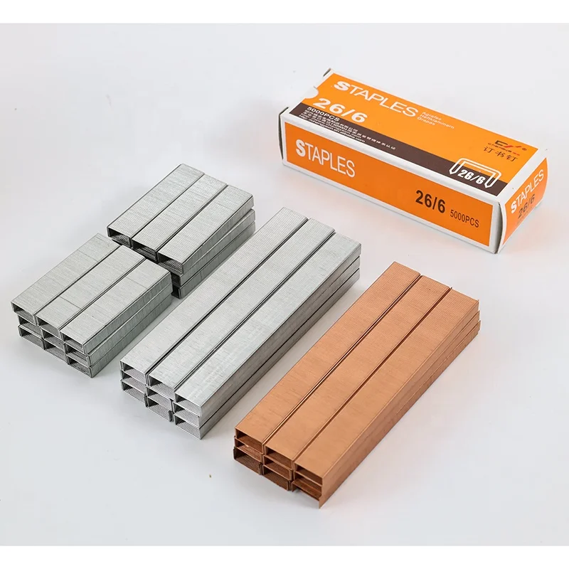 Серебряные офисные скобы 26/6 pin 5000 шт./кор.