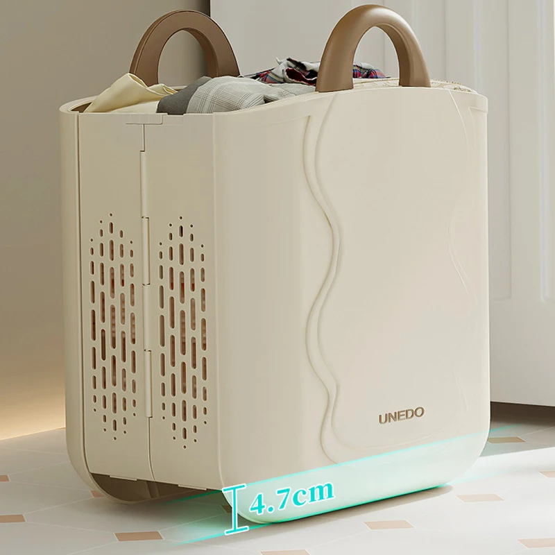 Wannuo Large Capacity Foldable Laundry Basket Space-Saving Plastic Dirty Clothes Basket with Separate Underwear Basket