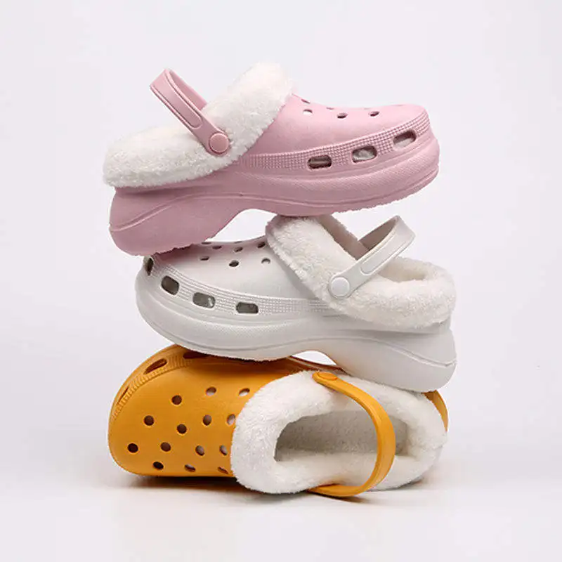 Croc with velvet liner winter warm thickened soft plush cover detachable cotton   liner wholesale