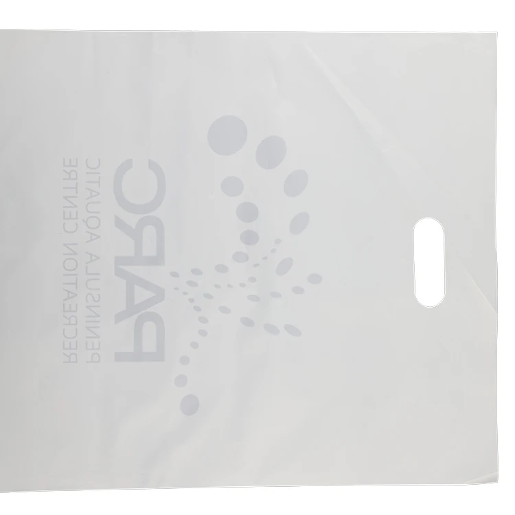 Hot sales 100% compostabie Pla customized handle die cut shopping bag handle plastic bags for garment clothing  ( GF82)