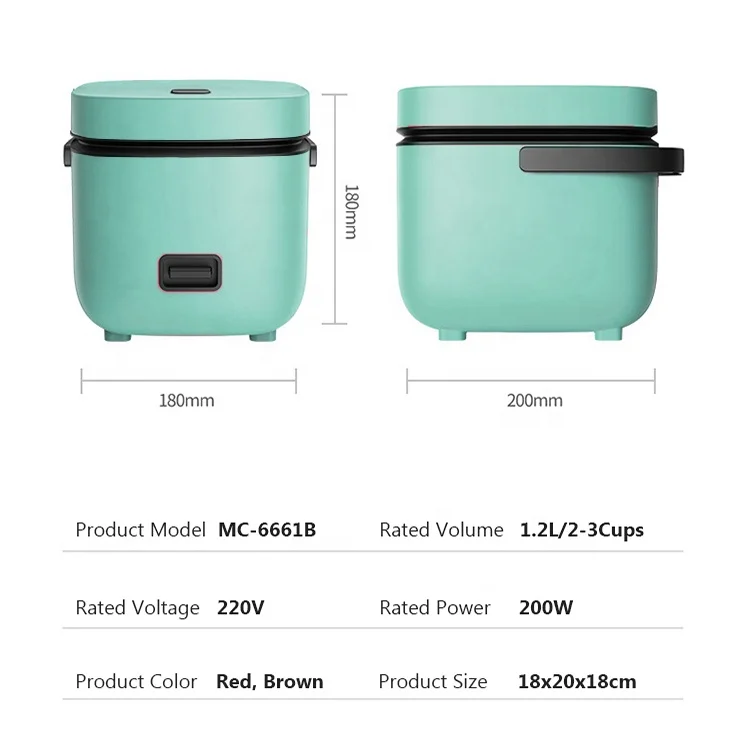 1.2L Small Electric Rice Cooker Multi Cooker With Removable Nonstick Pot For Rice Soup Stews
