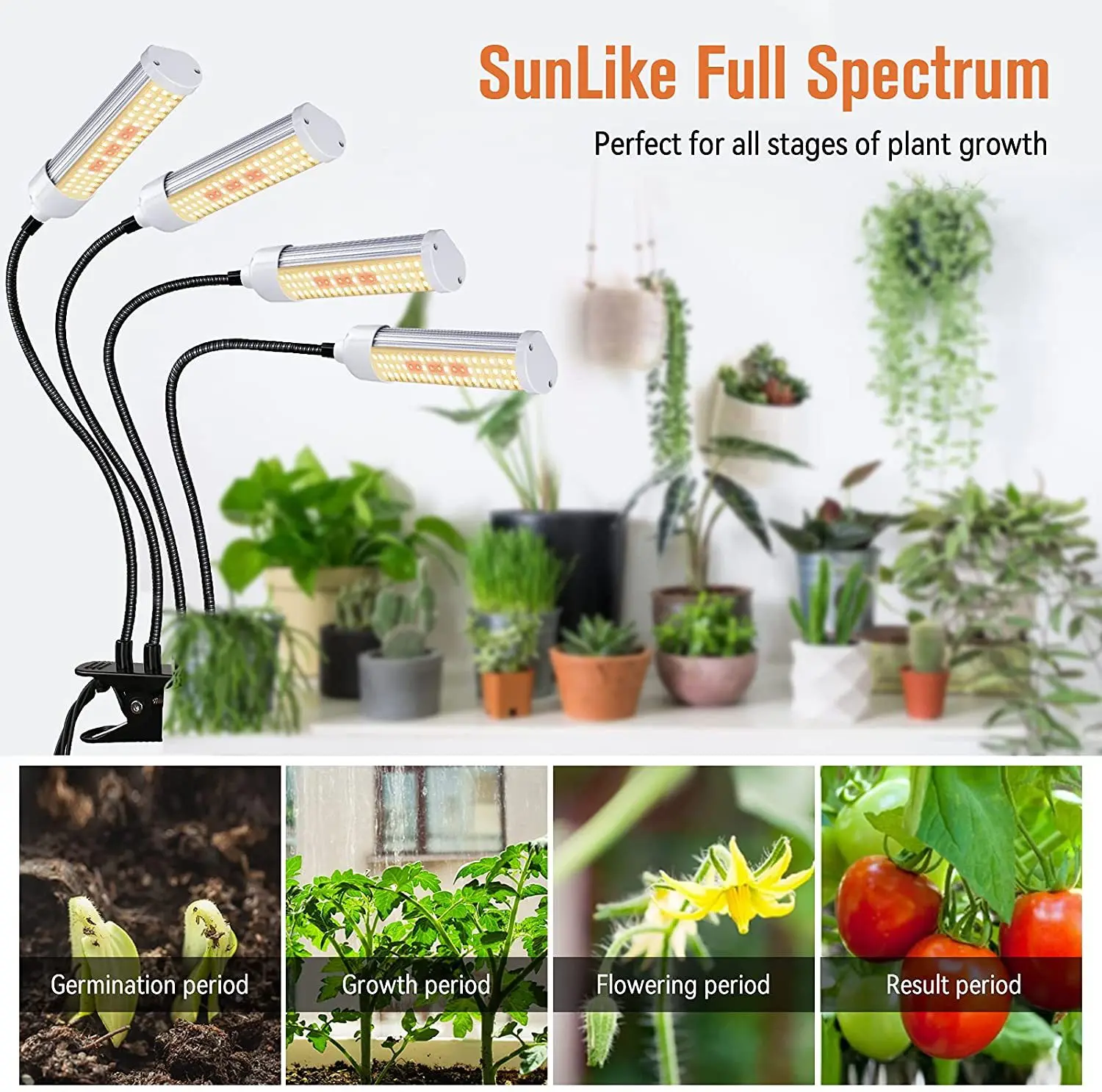 High Quality Auto On Off Timing Full Spectrum Clip Plant Growing Lamp With Blue Red Led For Indoor Plant Growth Led Light