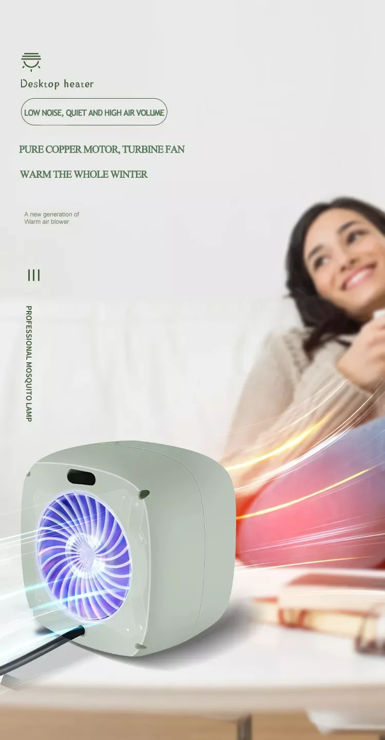 220v Electric Heater Adjustable Thermostat Personal Space Ptc Ceramic Heat Element Portable Mini Desktop Fan Heater