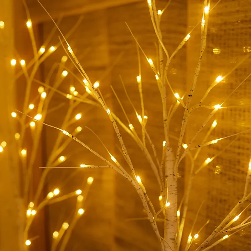White branch birch tree lamp 90cm indoor Christmas warm white simulate twig decoration branch led artificial birch tree lights