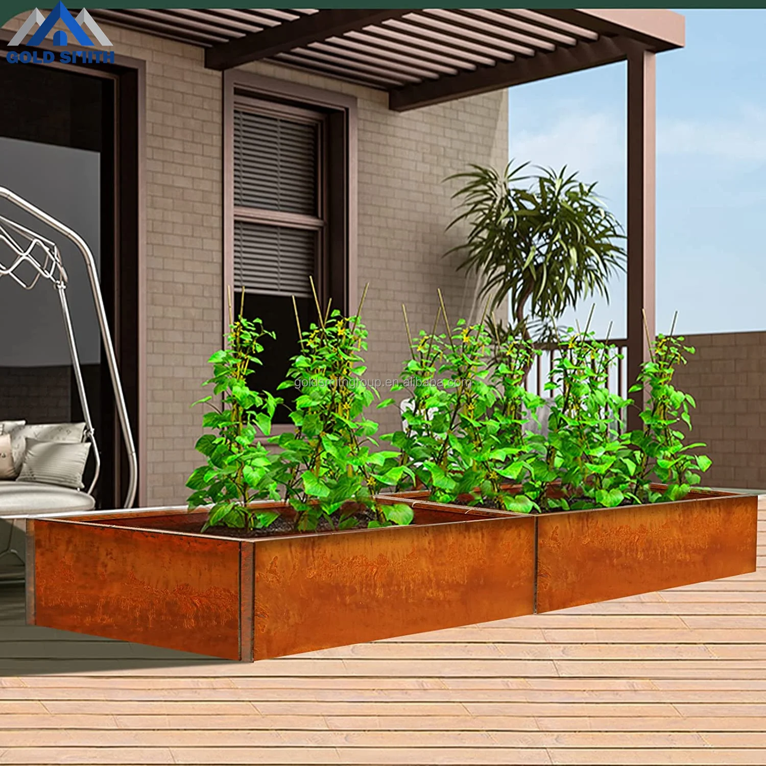 Rust Board Flower Box - Weathering Planter - Weathering Steel Material - Herb Planter - Raised Garden Bed