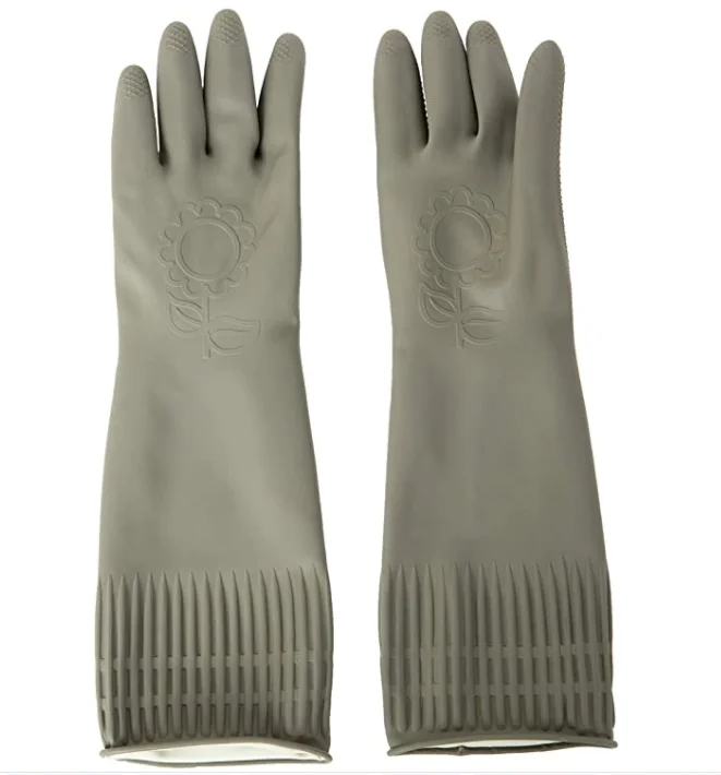 Reusable Waterproof Household Dishwashing Cleaning Rubber Gloves, Non-Slip Kitchen Glove