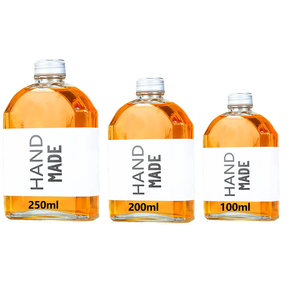 100ml 200ml 250ml 350ml 500ml  clear flat cold brew coffee glass bottle for coffee beverage wine  milk tea with aluminum cap