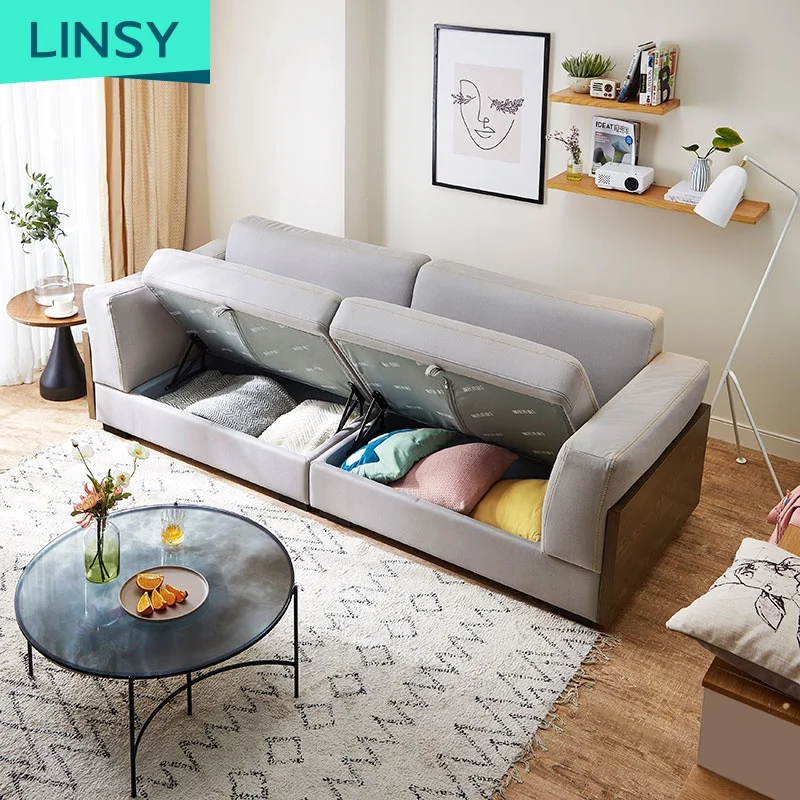 Linsy высококачественный набор диванов из тикового дерева элегантный дизайнерская цельная деревянная рама 3 + 2 1 тканевый чехол для деревянного дивана Kd 995