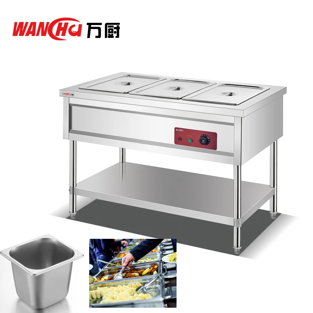 Factory Buffet Restaurant Electric Bain Marie Server Showcase Dubai Industrial Fast Hot Food Warmer Steam Commercial Work Table