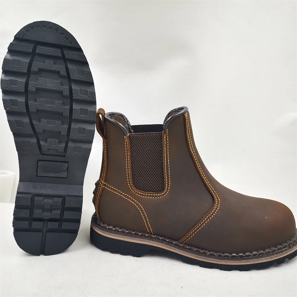 Morning Glory Footwear women men brown  grey crazy house leather safety shoes anti slip work boots