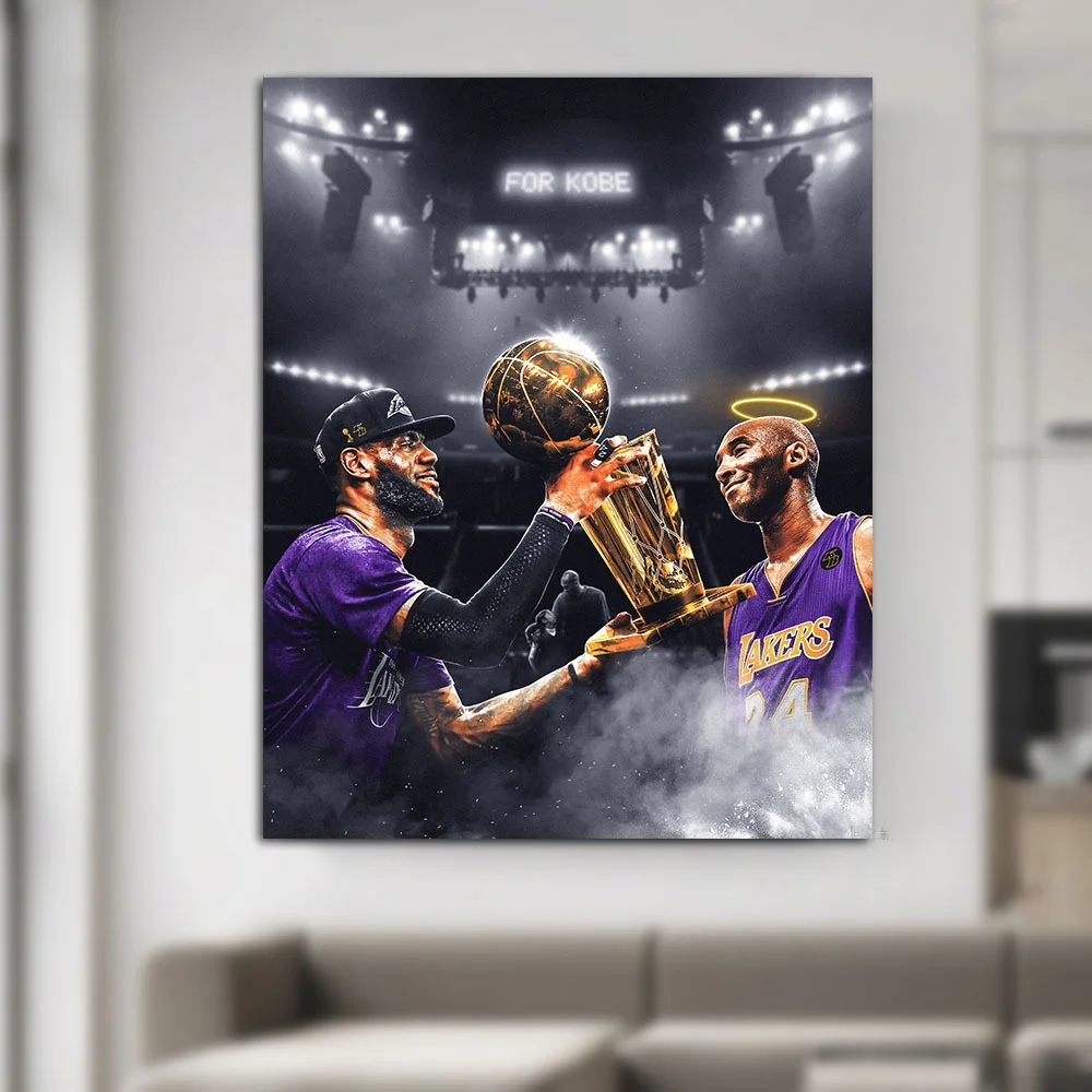 16X20 Wall Art LA Lakers 23 King * 2020 Lebron James Champion Tribute Kobe Canvas Picture