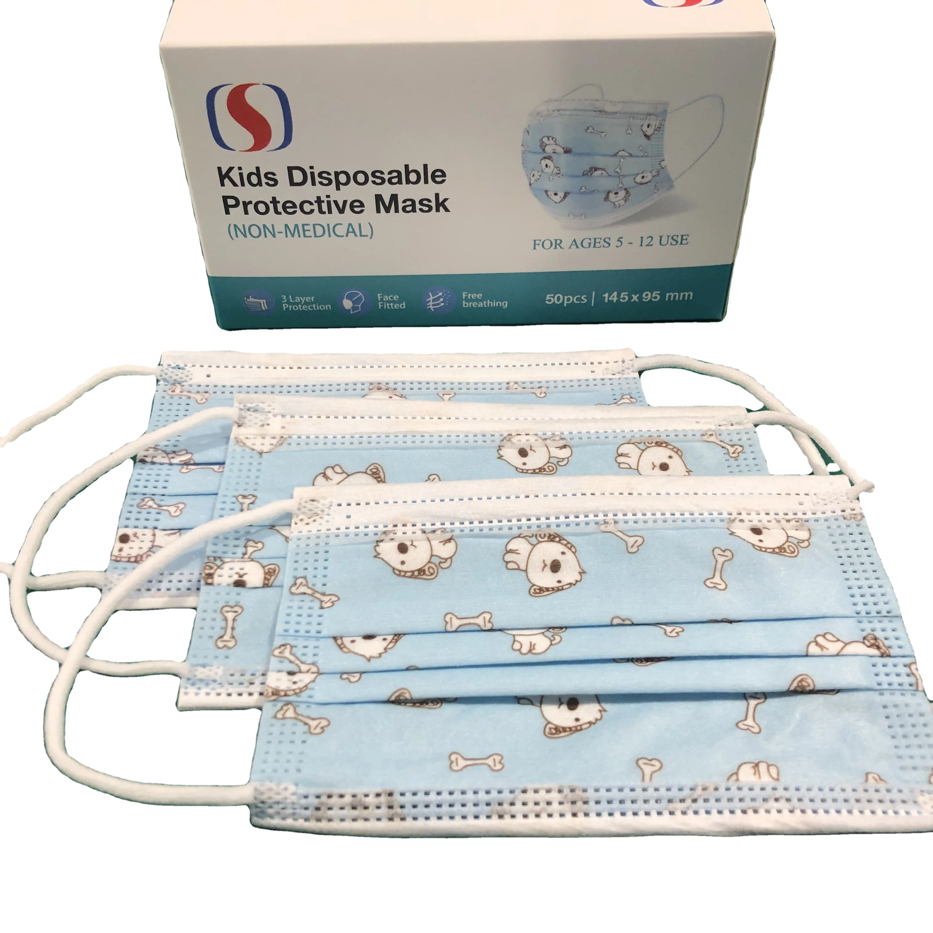 
Custom Kid mask disposable 3 Ply High fiter efficiency protection breath meet GB/T 38880 standard 