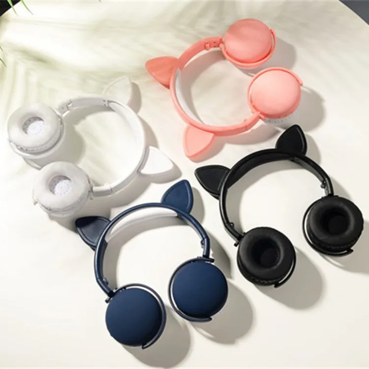 
Christmas Gift Xmas Promotion Stereo Gaming Earphone Lovely Cat Ear BT Music Headphone Wholesale Four Colors Headsets 
