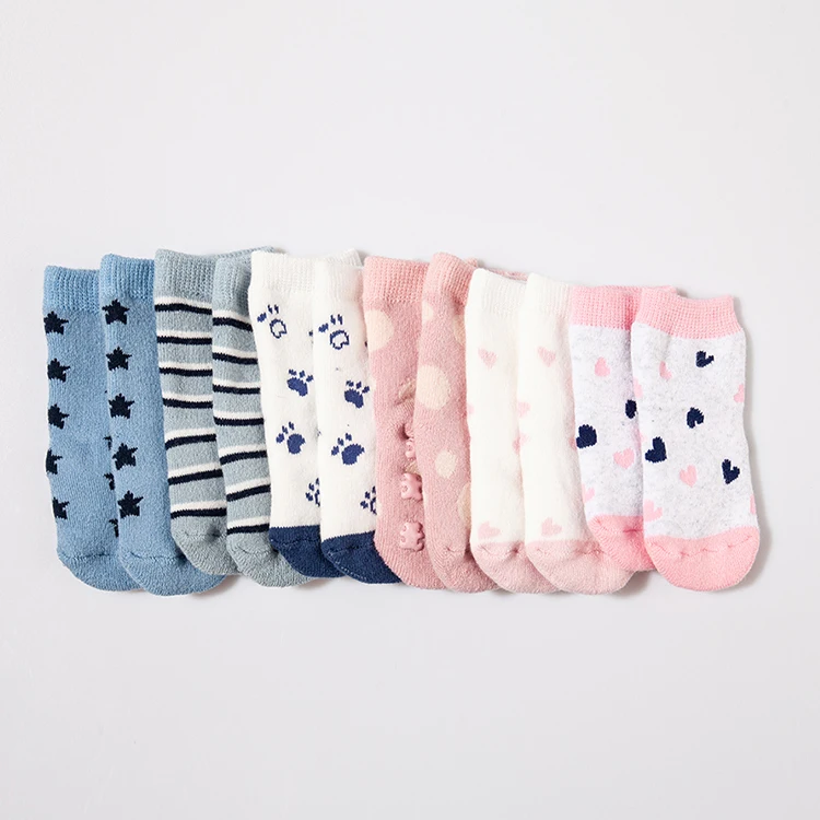 Custom logo anti slip infant baby socks winter warm lovely cartoon toddler baby girl socks