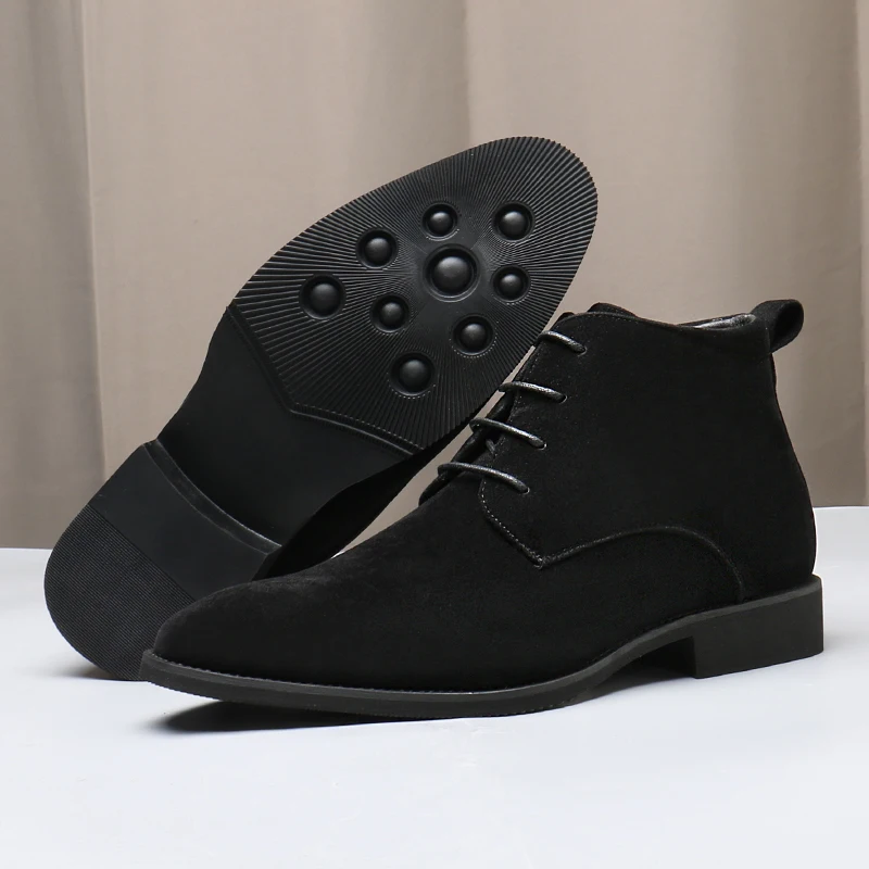 Custom high top men Boots lace up PU leather boots fashion outdoor Work casual shoes for men