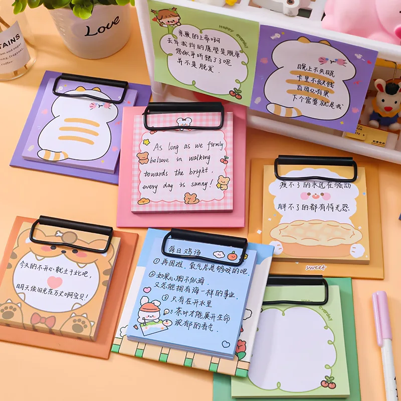 Cartoon Board Clip Sticky Note Student Cute Message Note Paper Learning Stationery Creative Non-sticky Memo