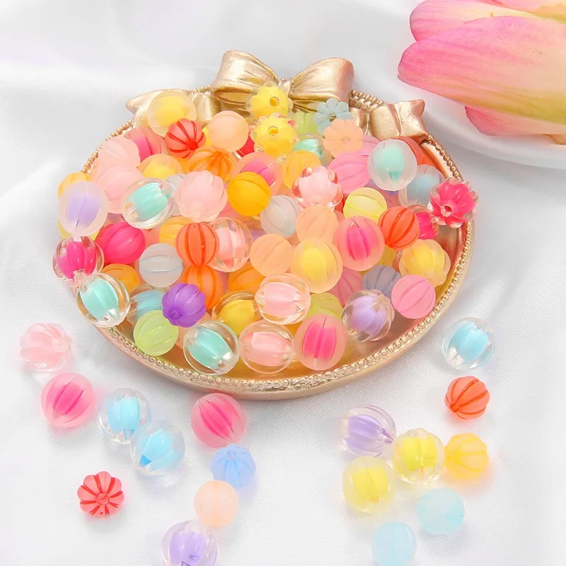 Super AA Grade Acrylic Frosted Beads Pumpkin Loose Beads Acrylic Beads wholesale for DIY Jewelry Making