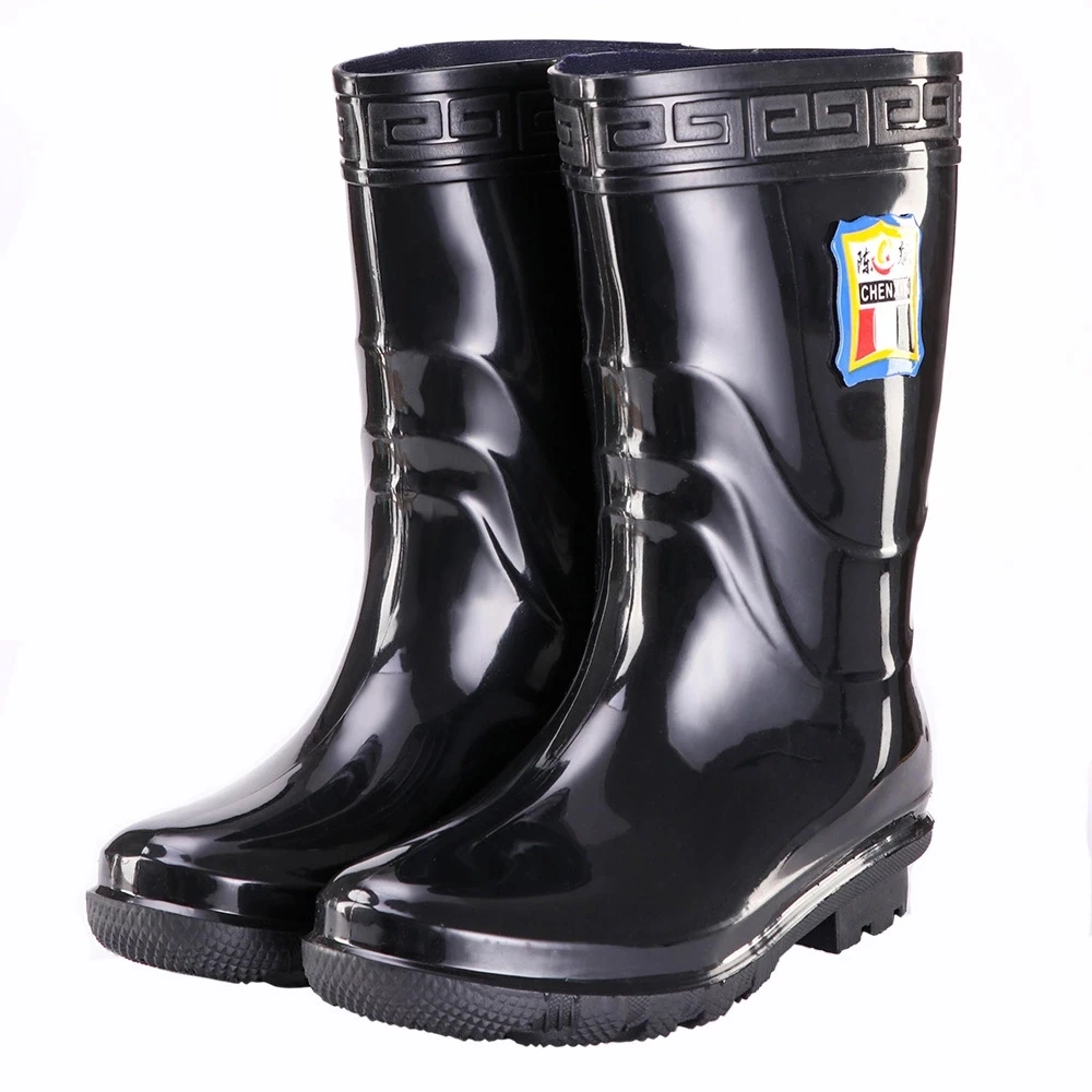 
Simple rubber thicken car wash water shoes fishing waterproof black thigh high rain boots for men 