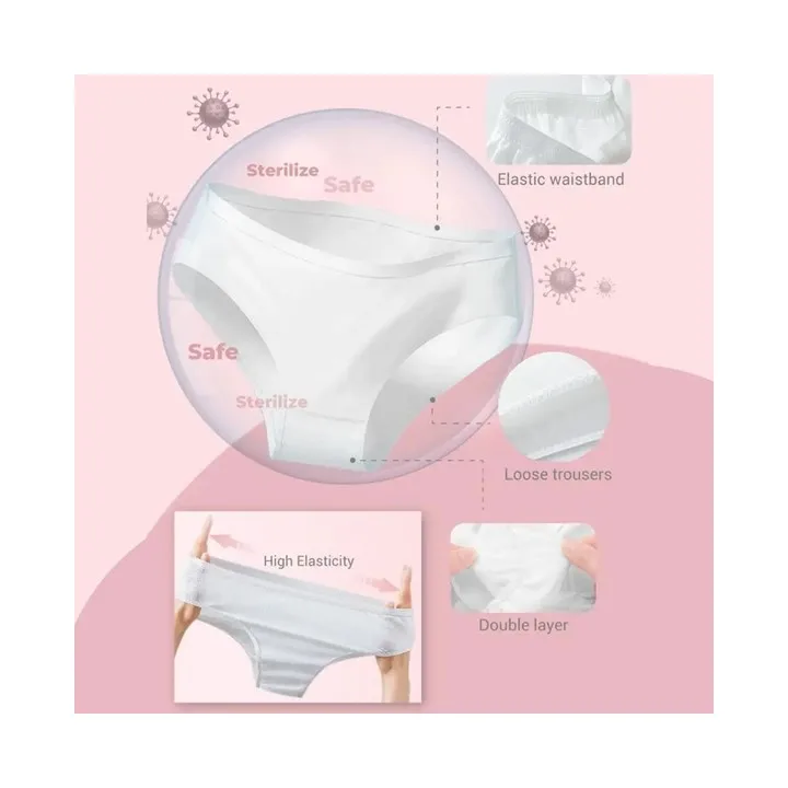 5pcs pack of Bmama Full Cotton Disposable Panties moderate coverage design comfortable to wear cotton panties