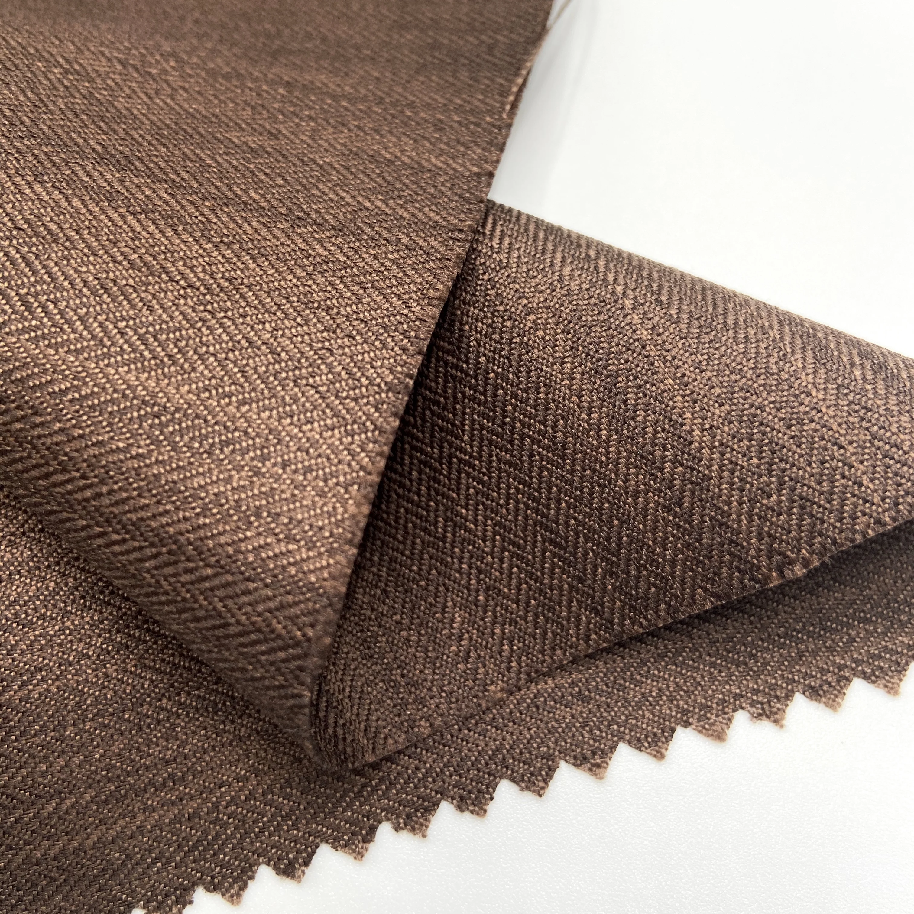 
China Factory Textile Manufacturer 100%Polyester Recycle Herring Bone Woven Fabric Fashion Design for Curtain Garment 