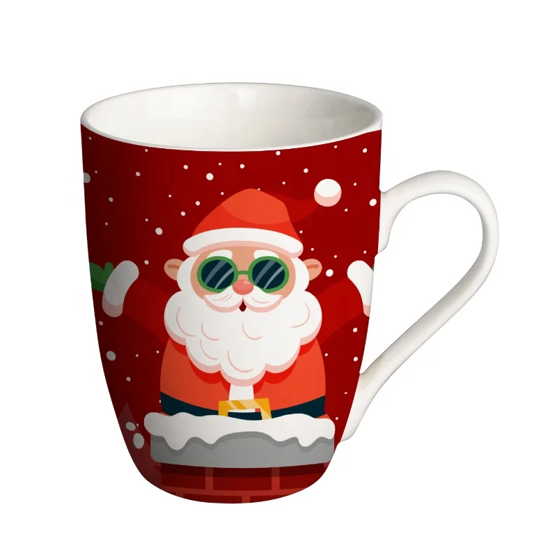 Hot selling Cheap Price Custom Design  With Biscuit Pocket Christmas Mugs Ceramic